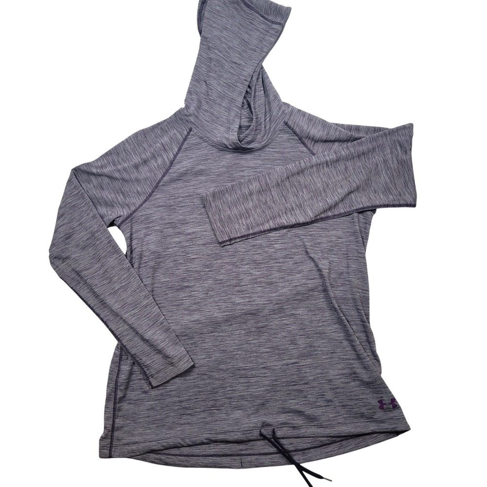 Under Armour HeatGear Hoodie Womens Long Sleeve‎ Pullover Purple Large Lightwt